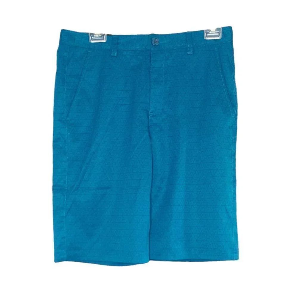 NWT Under Armour Youth Boy’s Teal Blue Shorts Geo Print Mesh Pockets Sz 18 NEW